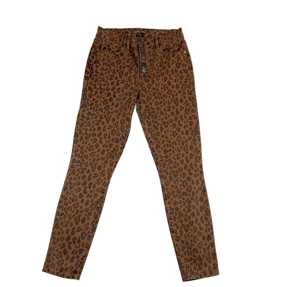 Level 99 Size 27 Spiced Leopard High Rise Button Fly Skinny Ankle jeans - Picture 3 of 9